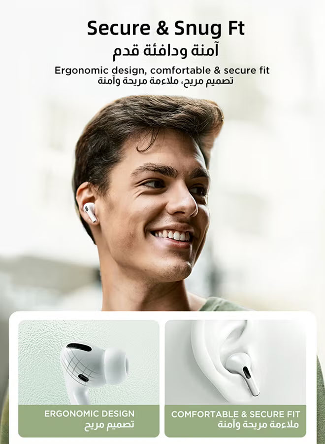 **Joyroom JR-T03S Pro Max Earbuds – Bluetooth 5.3, Hi-Fi Deep Bass, White**