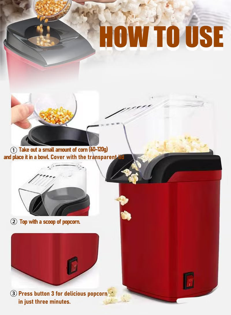 Mini Hot Air Popcorn Maker – Easy-Clean, No-Oil Party Popper (Red)
