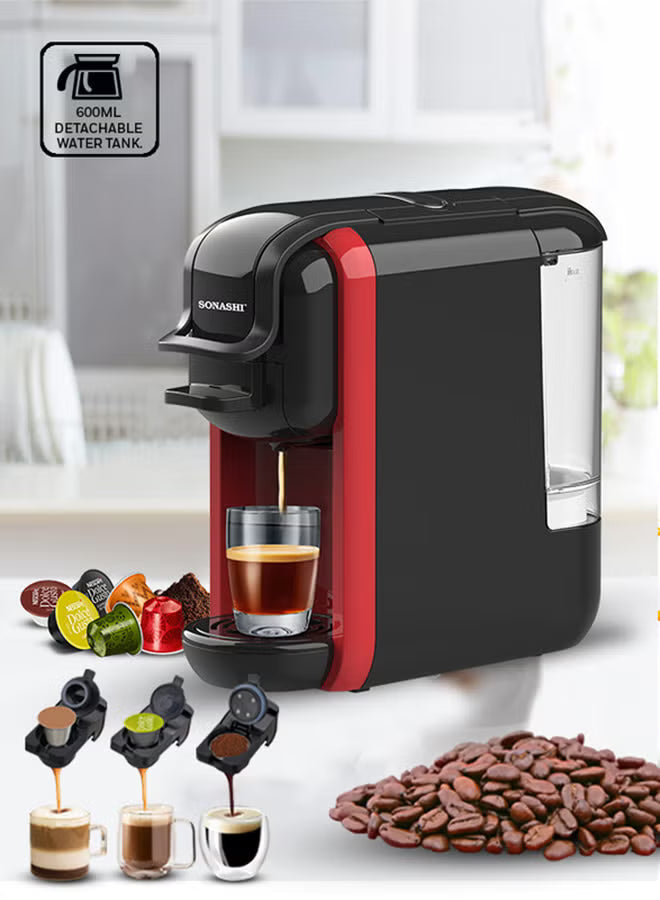 3-in-1 Espresso Coffee Machine – 1450W, 600ml Tank, Auto Shut-Off