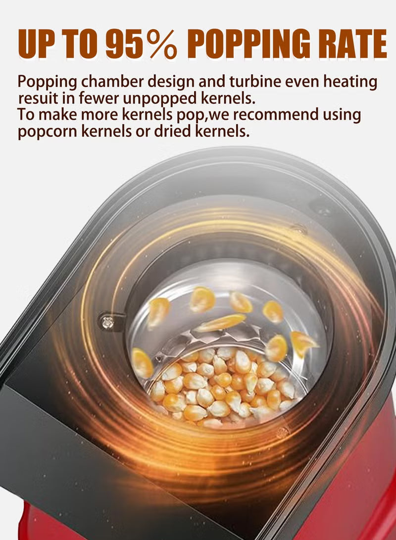 Mini Hot Air Popcorn Maker – Easy-Clean, No-Oil Party Popper (Red)