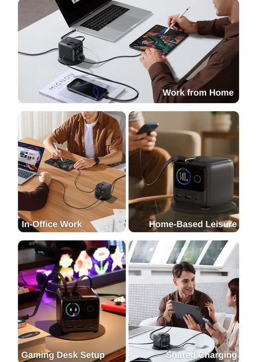 140W GaN Desktop Charger – 5-Port Hub with Dual USB-C PD Fast Charging