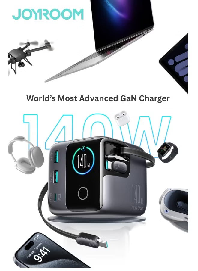 **140W GaN Desktop Charger – 5-Port Hub with Dual USB-C PD Fast Charging**
