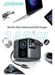شاحن مكتبي 140 واط بتقنية GaN - موزع بـ 5 منافذ مع منفذي USB-C للشحن السريع PD