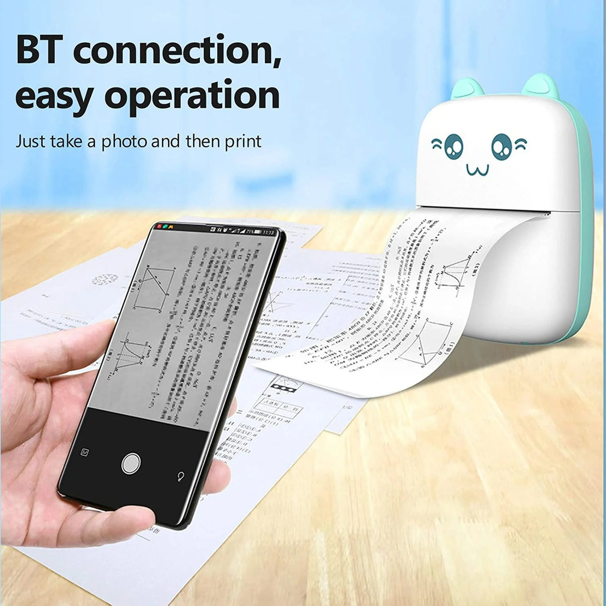 Portable Mini Pocket Printer Bluetooth Thermal – Wireless Photo, Notes, Labels & Sticker Printer for Kids, Students & Office Use