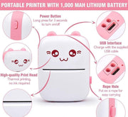 Portable Mini Pocket Printer Bluetooth Thermal – Wireless Photo, Notes, Labels & Sticker Printer for Kids, Students & Office Use