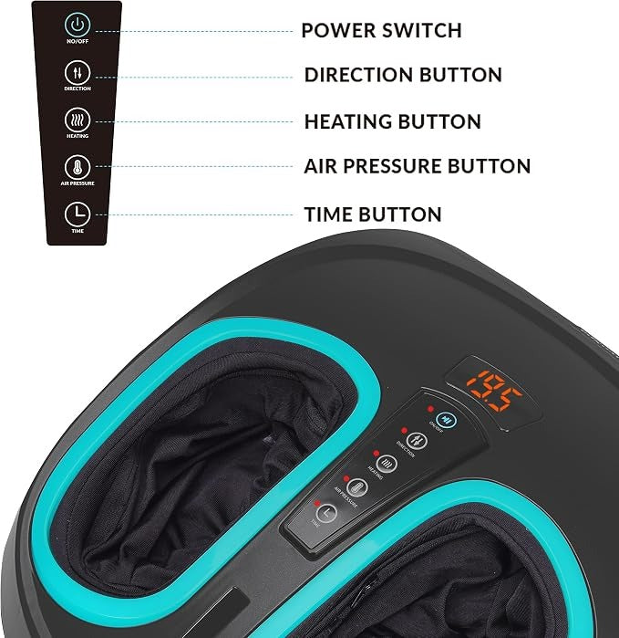 **Heated Foot Massager – Deep Kneading, Air Compression & Heat Therapy**